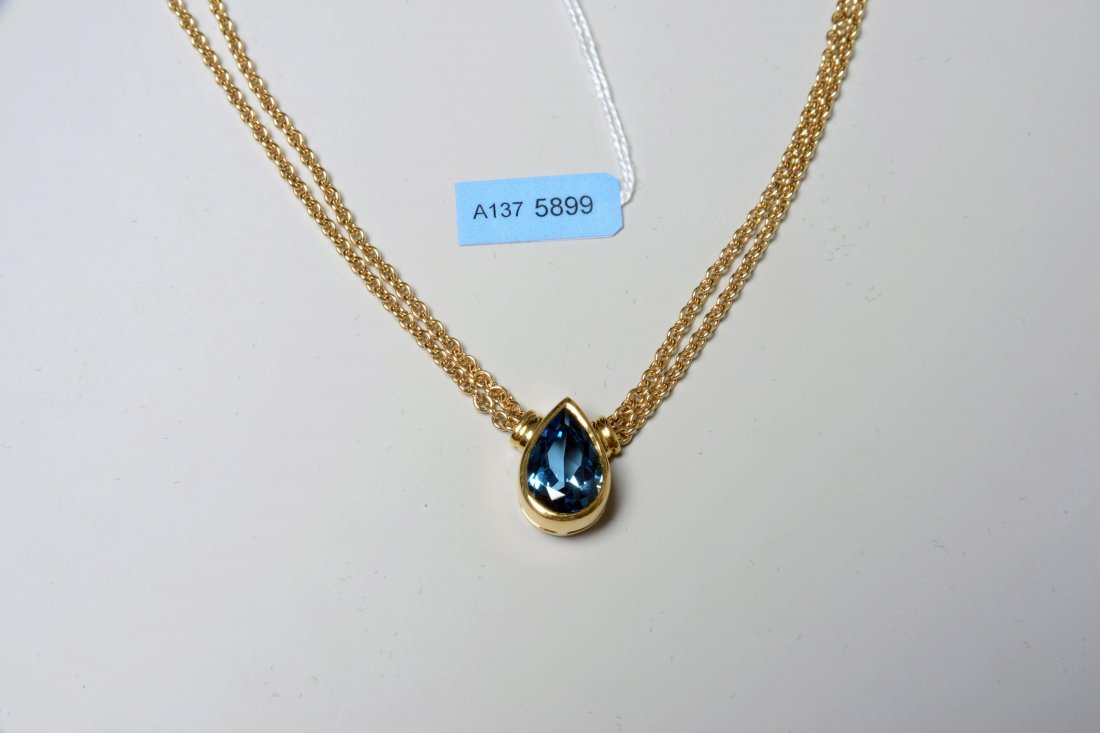 Topas-Collier 750 Gelbgold. 1 Topas-Tropfen, ca. 5 ct, (1 of 1)