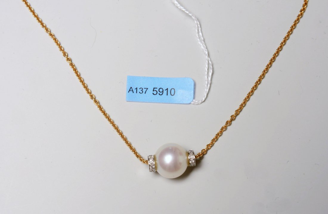 Perlen-Brillant-Kettchen 750 Gelbgold. Feines Kettchen (1 of 1)