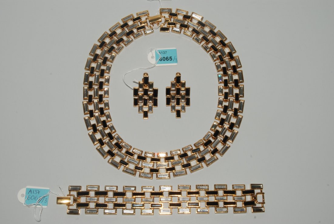 Napier, Parüre Breite goldige Halskette mit schwarzen (1 of 1)