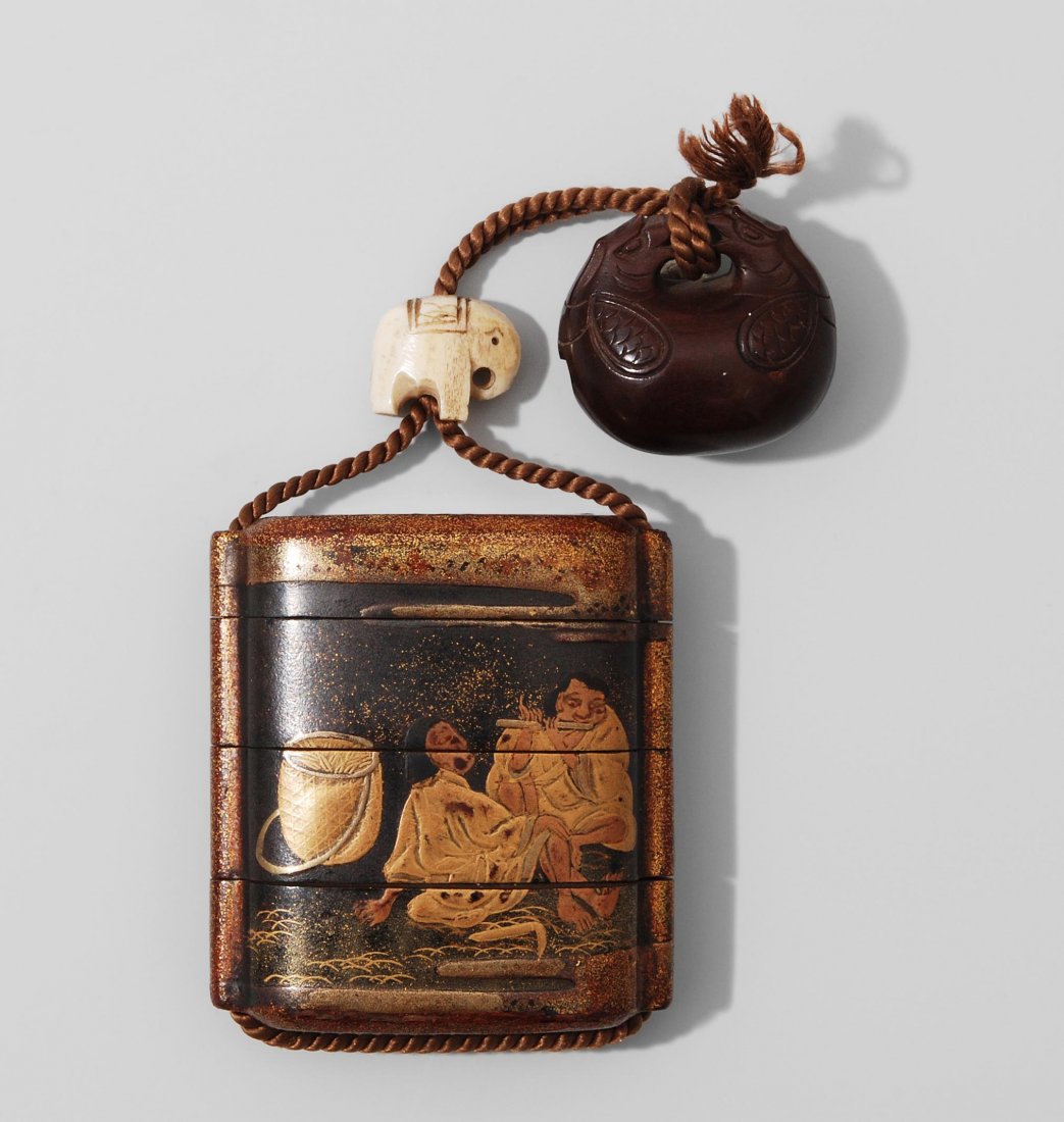 Inrô Japan. Edo-Zeit. Lackarbeit. Dreiteilig. Nashi-ji (1 of 1)