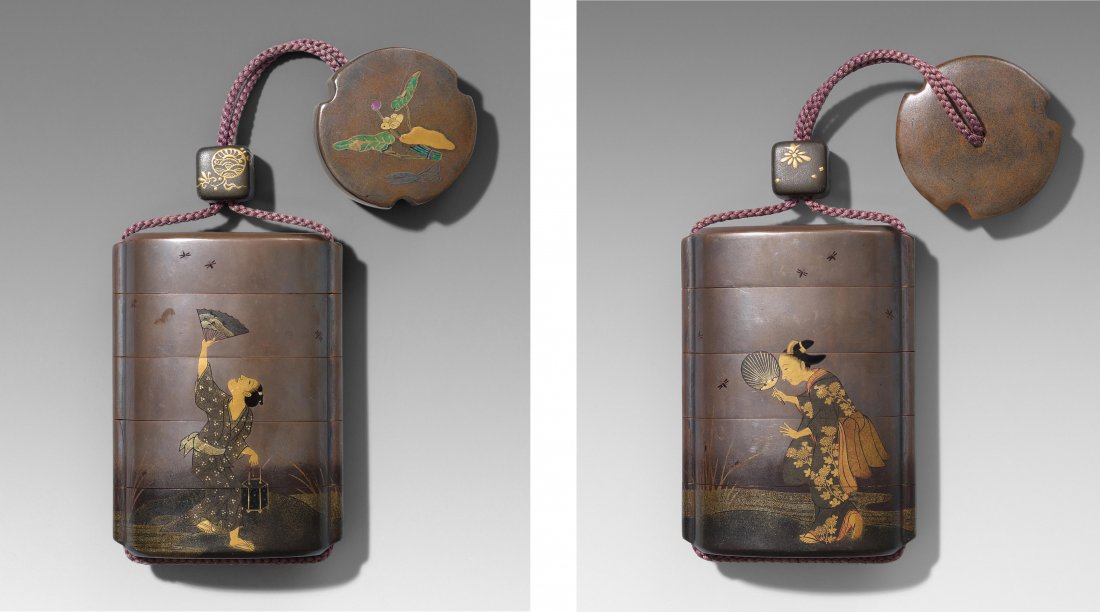 Inrô  Japan, späte Edo-Zeit. Lackarbeit. Vierteilig. (1 of 3)