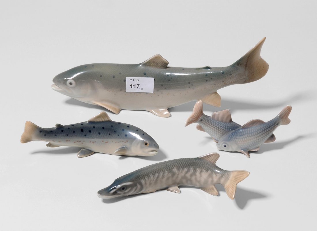 Lot: 4 Fischfiguren, Royal Copenhagen, 20.Jh. Grosse (1 of 1)