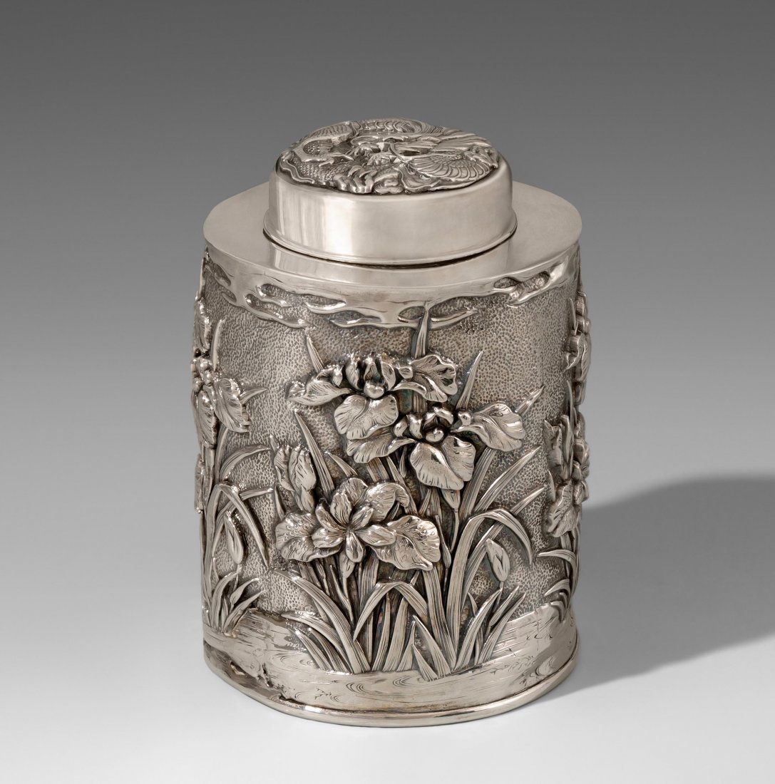Teedose Japan, um 1900. Meiji-Zeit. Silber. Punze (1 of 1)