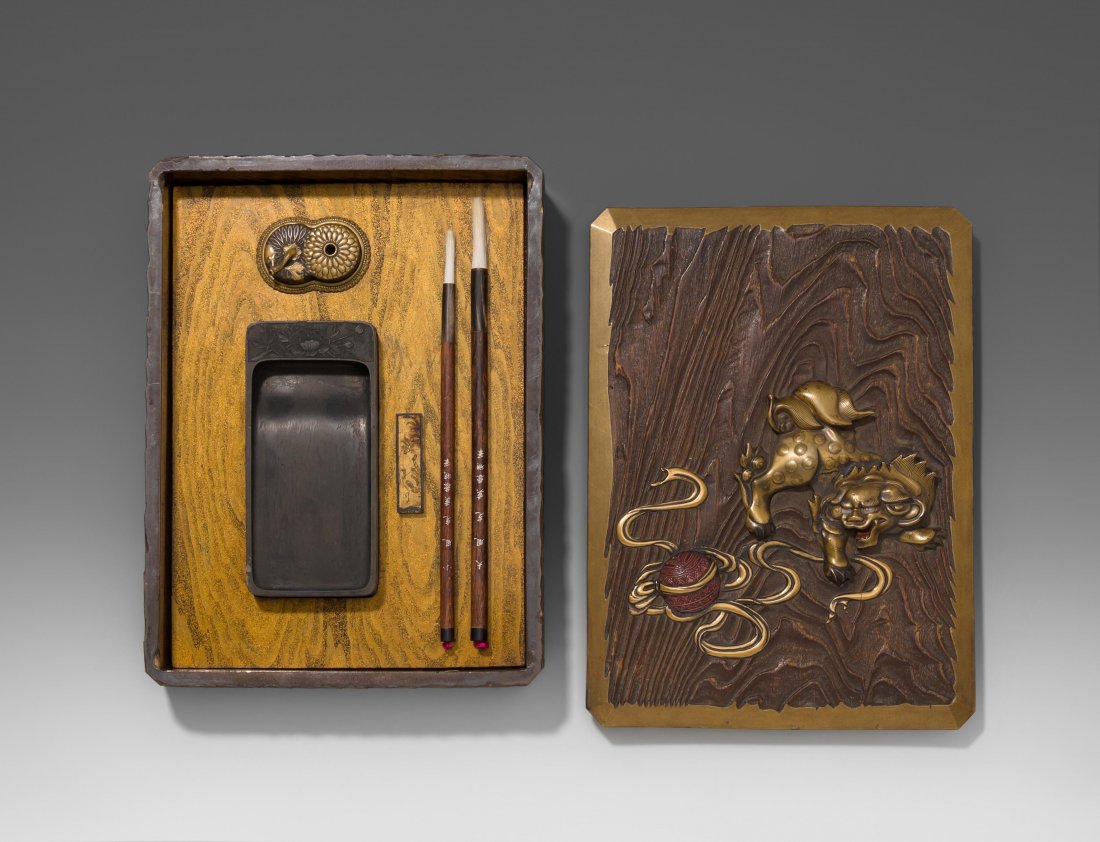 Fumibako Japan, um 1900. Lackschatulle mit (1 of 1)