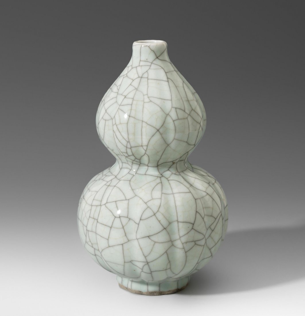 Doppelkürbis-Vase China. Steinzeug mit craquielierter (1 of 1)