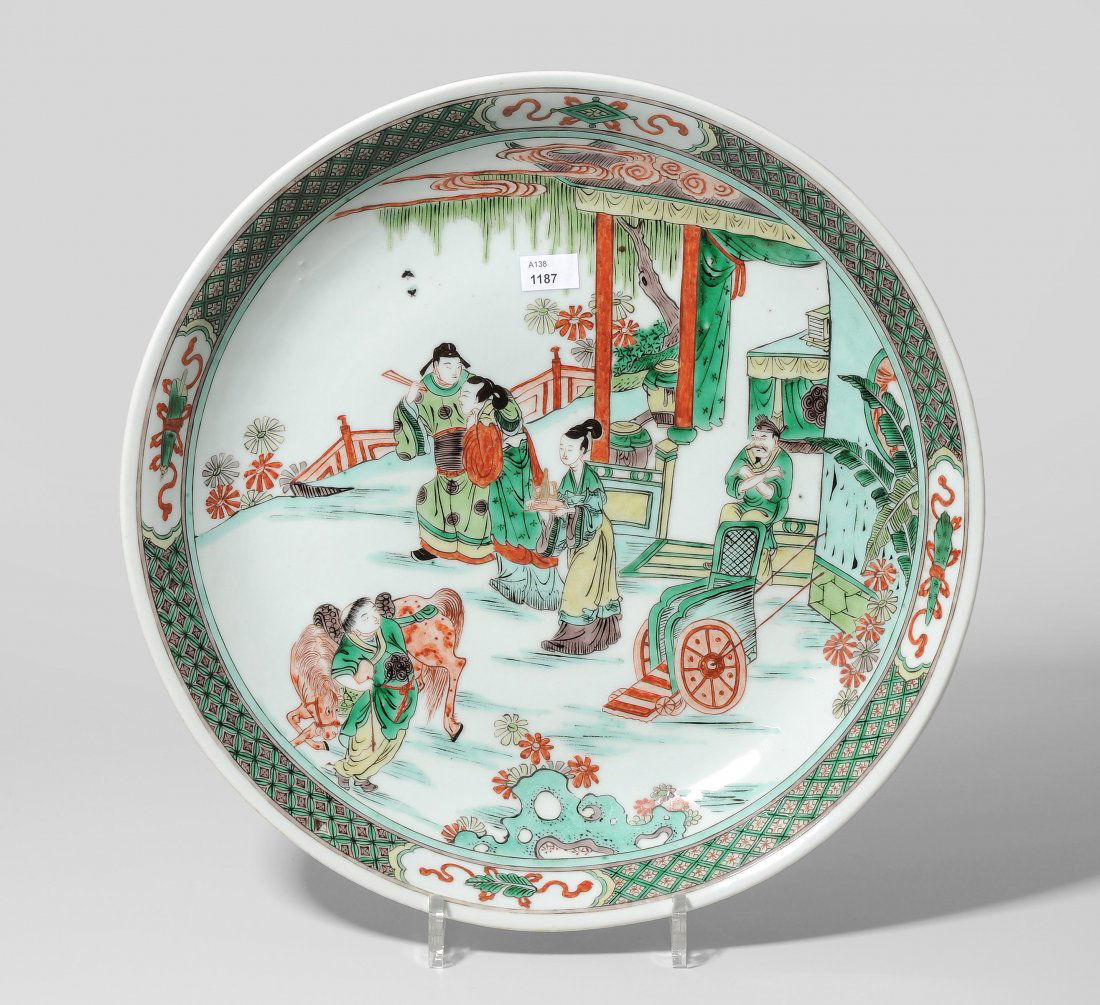 Platte China. Porzellan. Famille verte. Figürliche (1 of 6)