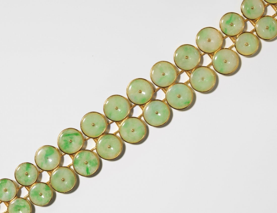 Jade-Gold-Armband 585 Gelbgold. Apartes Bracelet. (1 of 1)