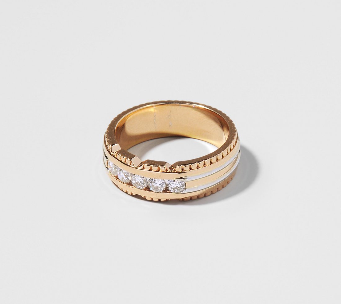 Brillant-Ring 750 Rot- und Weissgold. Gerillte und (1 of 1)