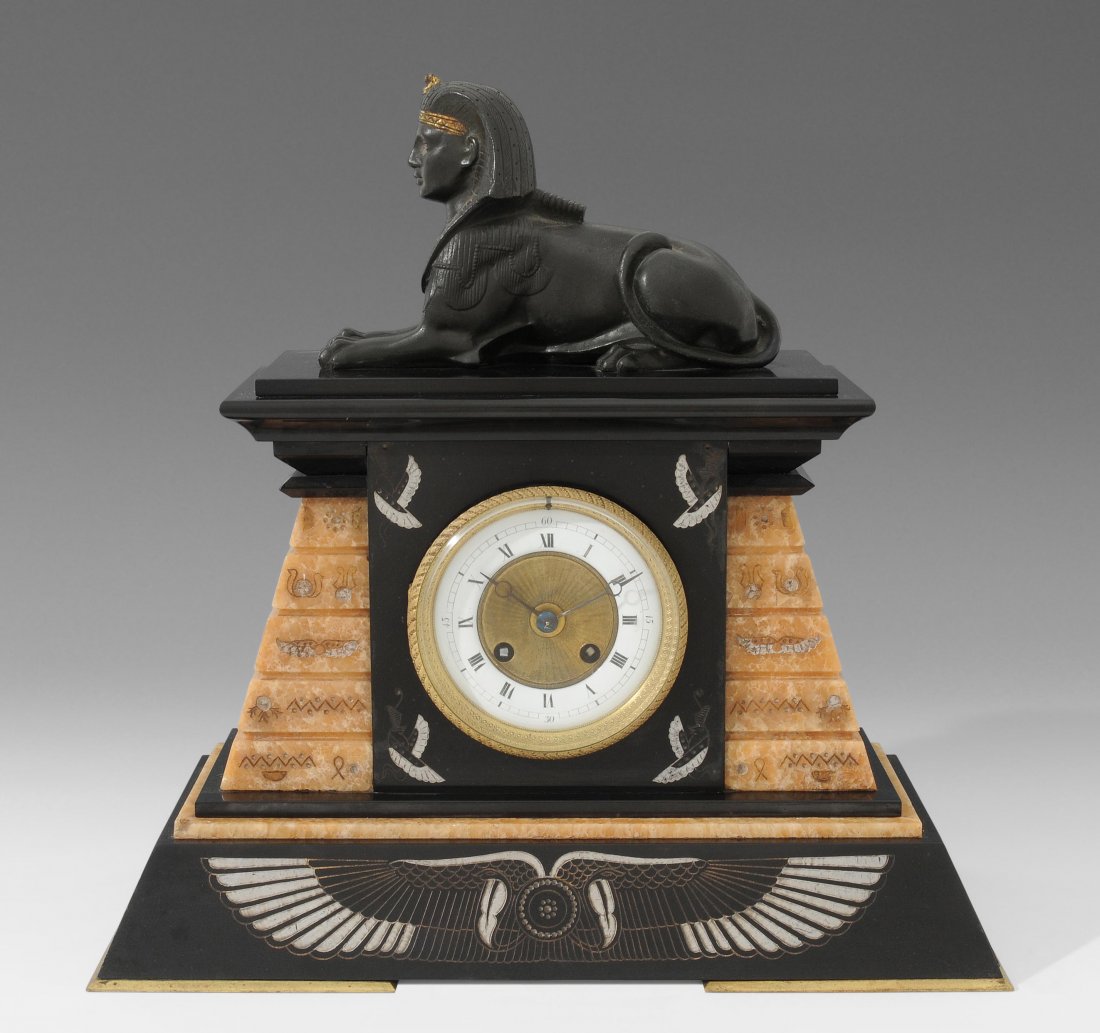 Kaminuhr Frankreich, 19.Jh. Schwarzes Onyxgehäuse an (1 of 1)