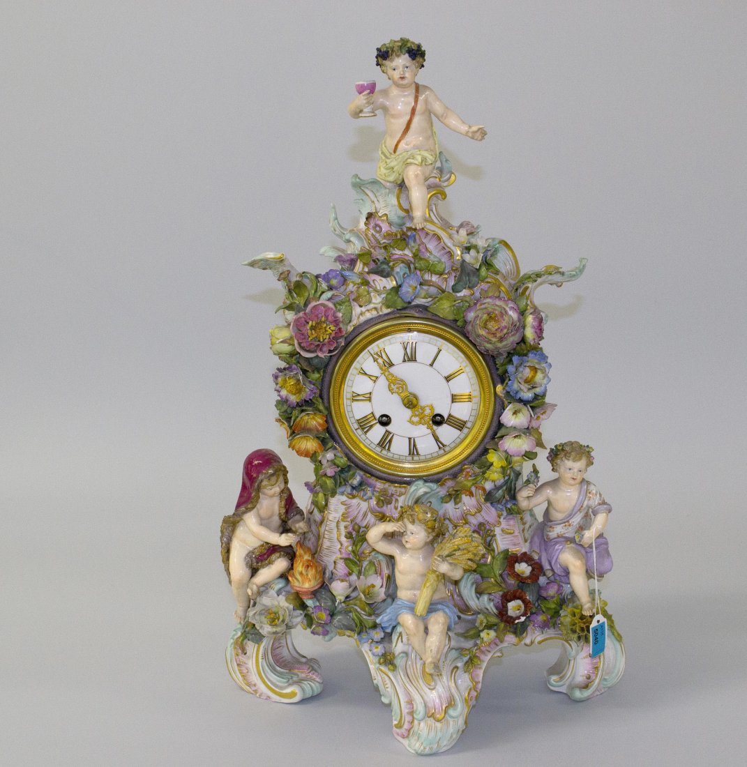 Uhr "Die Jahreszeiten", Meissen, Ende 19.Jh. Porzellan, (1 of 5)