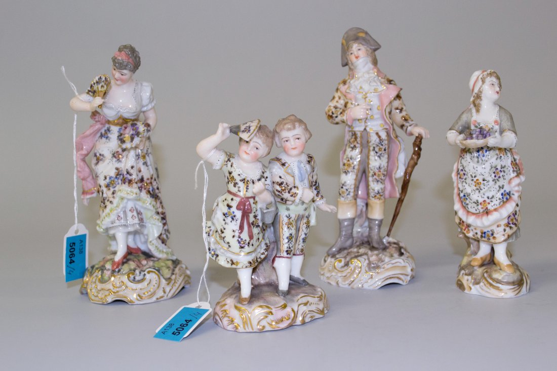 Lot: 4 Figuren, Volkstedt-Rudolstadt, um 1890 (1 of 1)