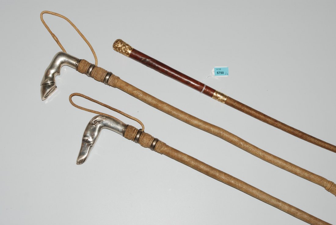 Lot: 3 Gerten Um 1900. Mit Garn umflochtener Stock. (1) (1 of 1)