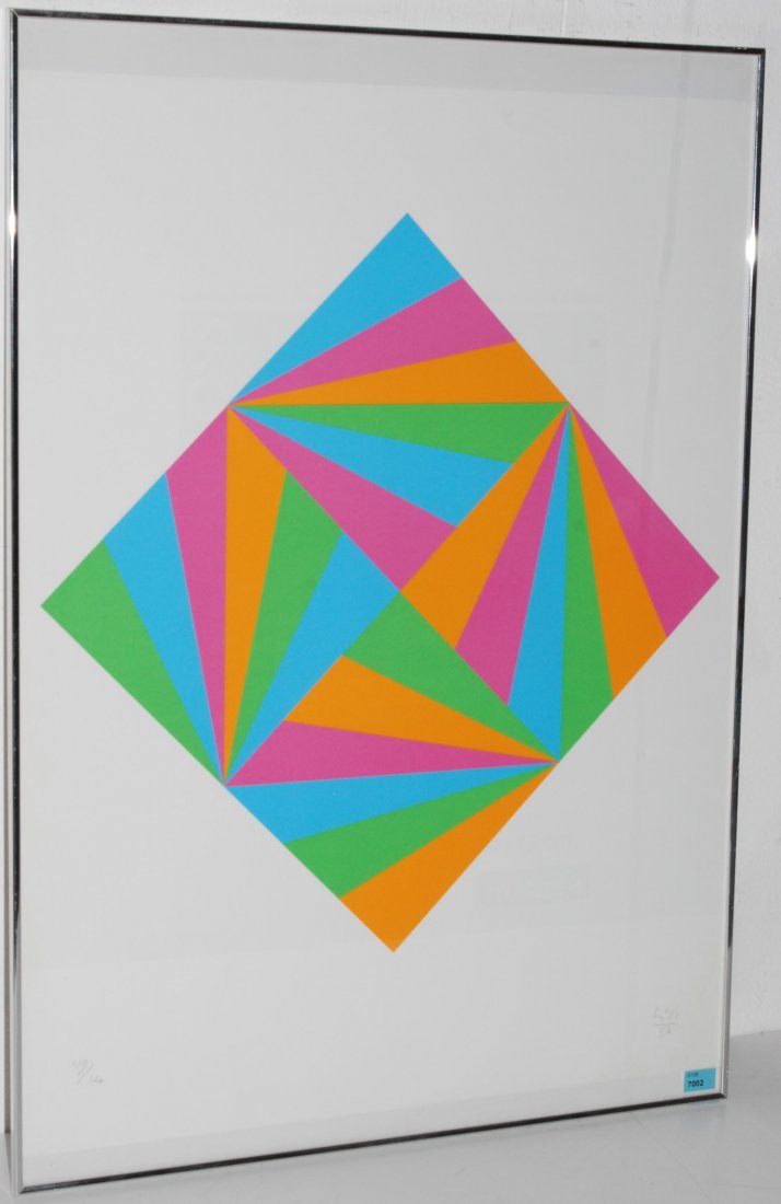 Bill, Max (Winterthur 1908–1994 Berlin) Konkrete: Bill, Max (Winterthur 1908–1994 Berlin) Konkrete Komposition. 1993. Farbserigraphie. 119/120. Unten rechts signiert und datiert. Blattgrösse 64,5x50 cm. Gerahmt.