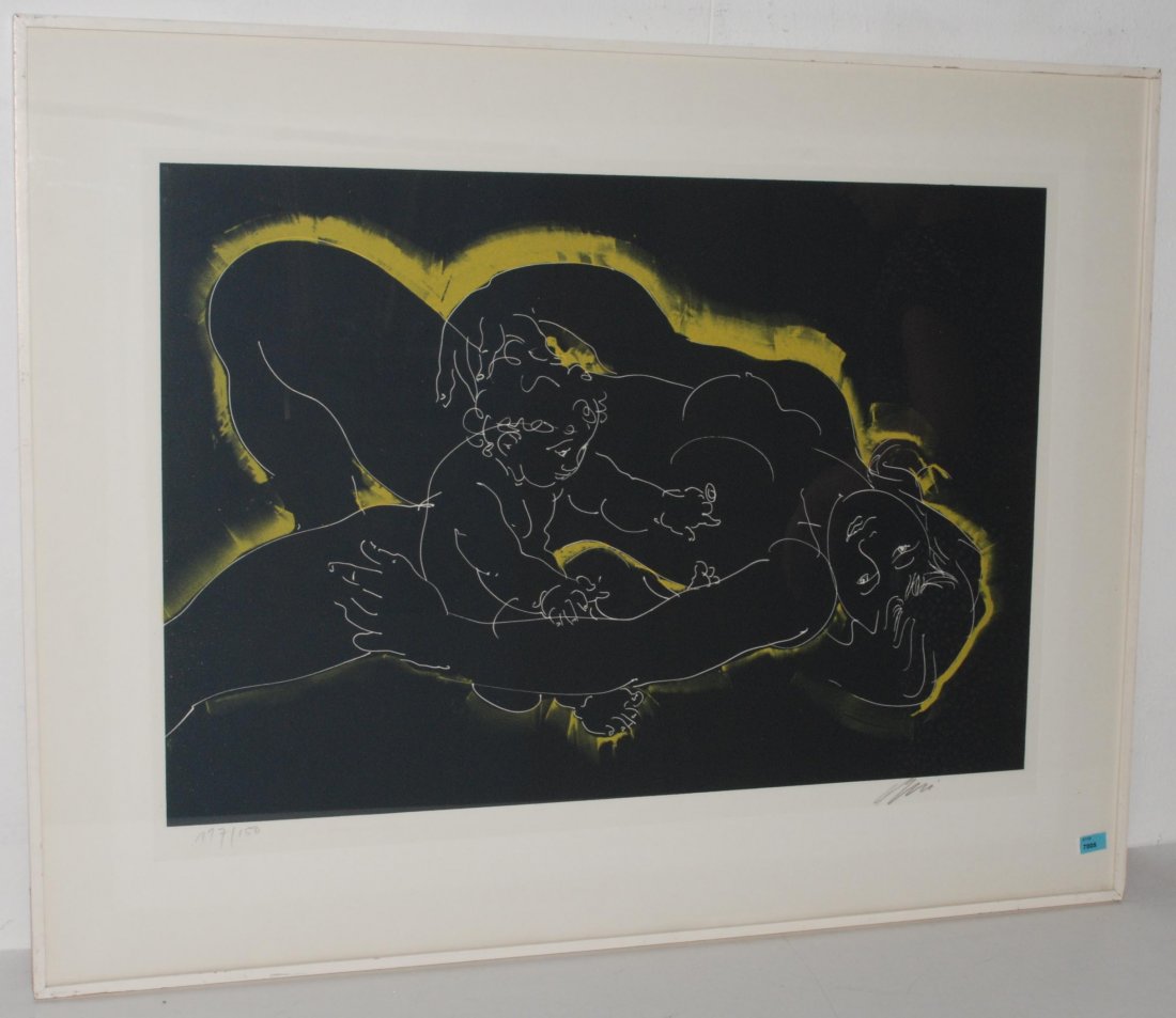 Erni, Hans (Luzern 1909–2015 Luzern) "Liegende Mutter: Erni, Hans (Luzern 1909–2015 Luzern) "Liegende Mutter mit Kind". 1971. Farblithographie. 117/150. Unten rechts signiert. Lichtmass 50x71 cm. Gerahmt.