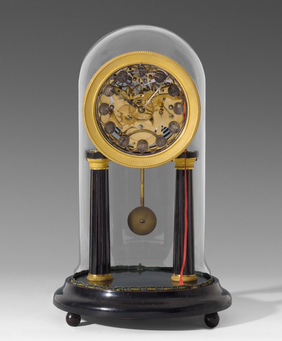 Skelettsäulenuhr mit Glassturz Österreich, 19.Jh. Zwei (1 of 1)