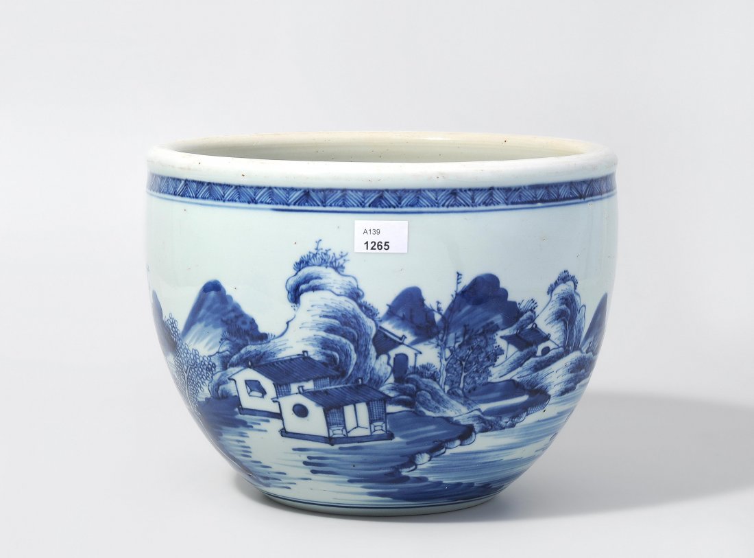 Cachepot China, 20.Jh. Porzellan. Unterglasurblaue (1 of 1)