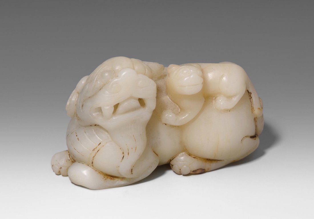 Jade-Schnitzerei China. Weisse Jade mit cremfarbenen (1 of 1)