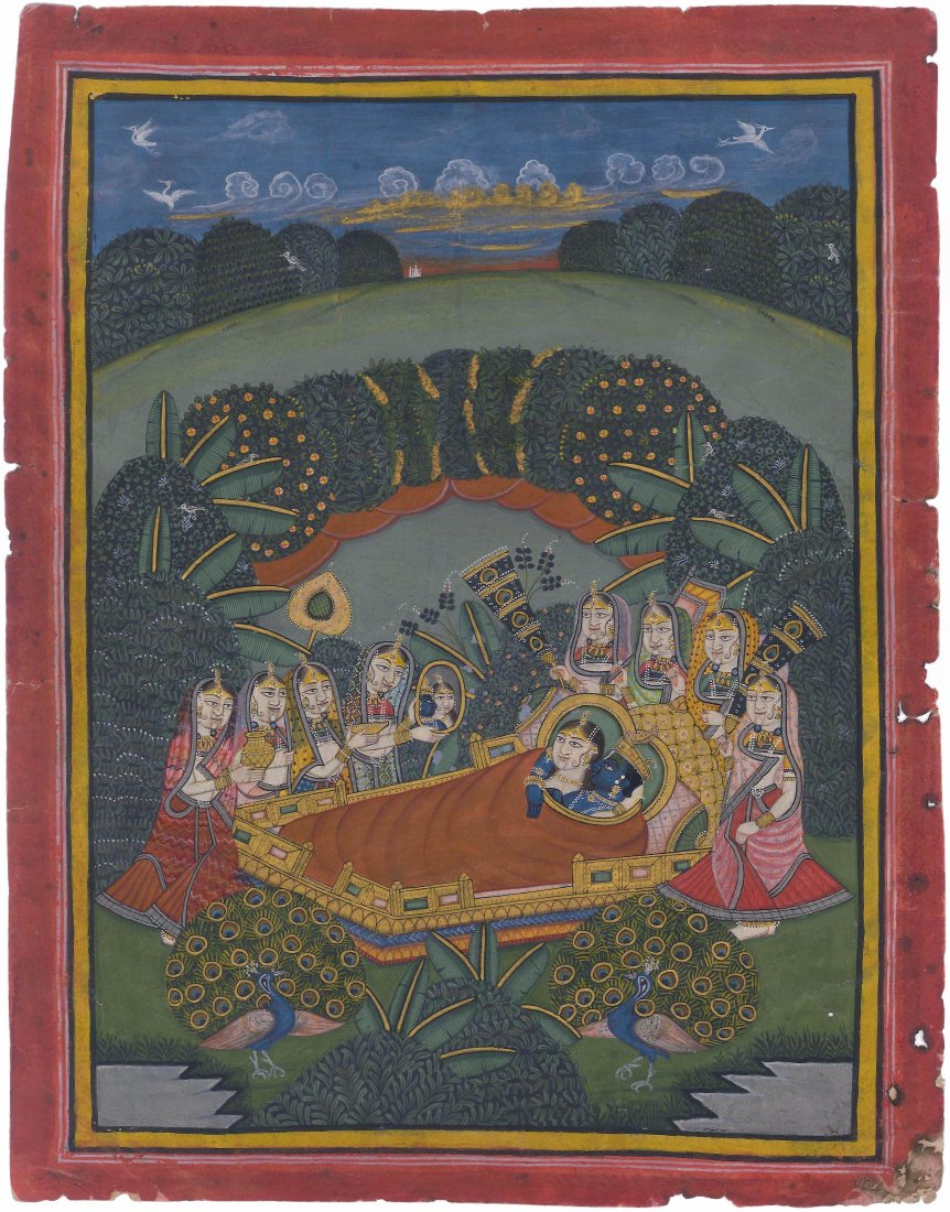 Miniatur von Radha und Krishna Indien. Gouache und Gold (1 of 1)