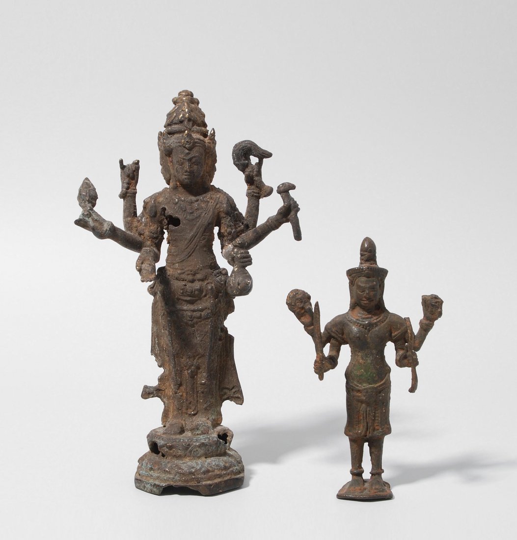 Lot: 2 Figuren In der Art von Khmer. Bronze. (1 of 6)