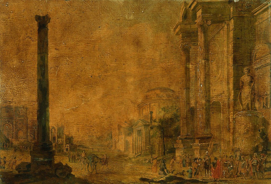 Ziermalerei 19.Jh. Öl auf Holz. Rechteckige Tafel mit (1 of 1)