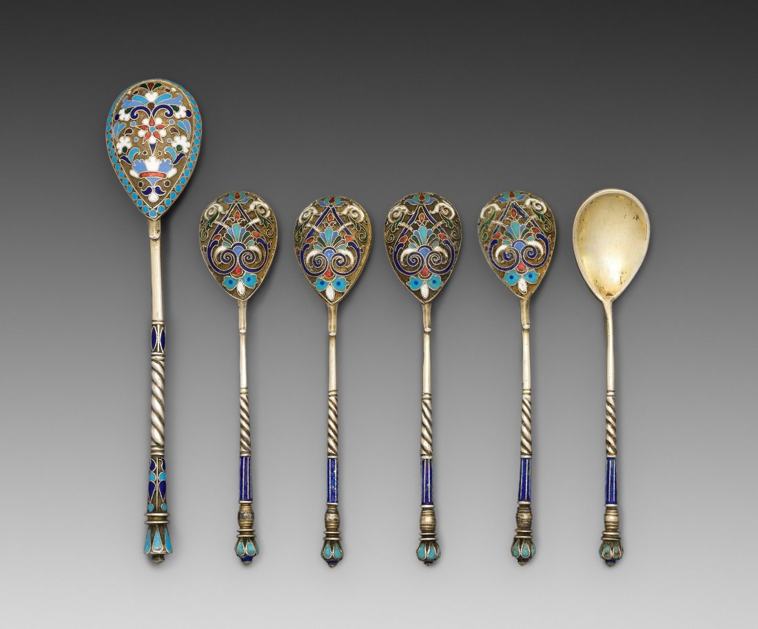 Lot: 6 russische Zierlöffel Wohl Moskau, E.19.Jh. (1 of 1)