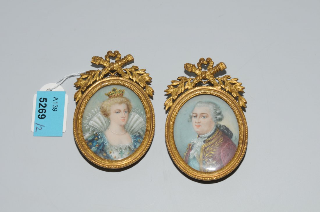 Damen- und Herrenporträt Um 1900. Polychrome Malerei (1 of 1)