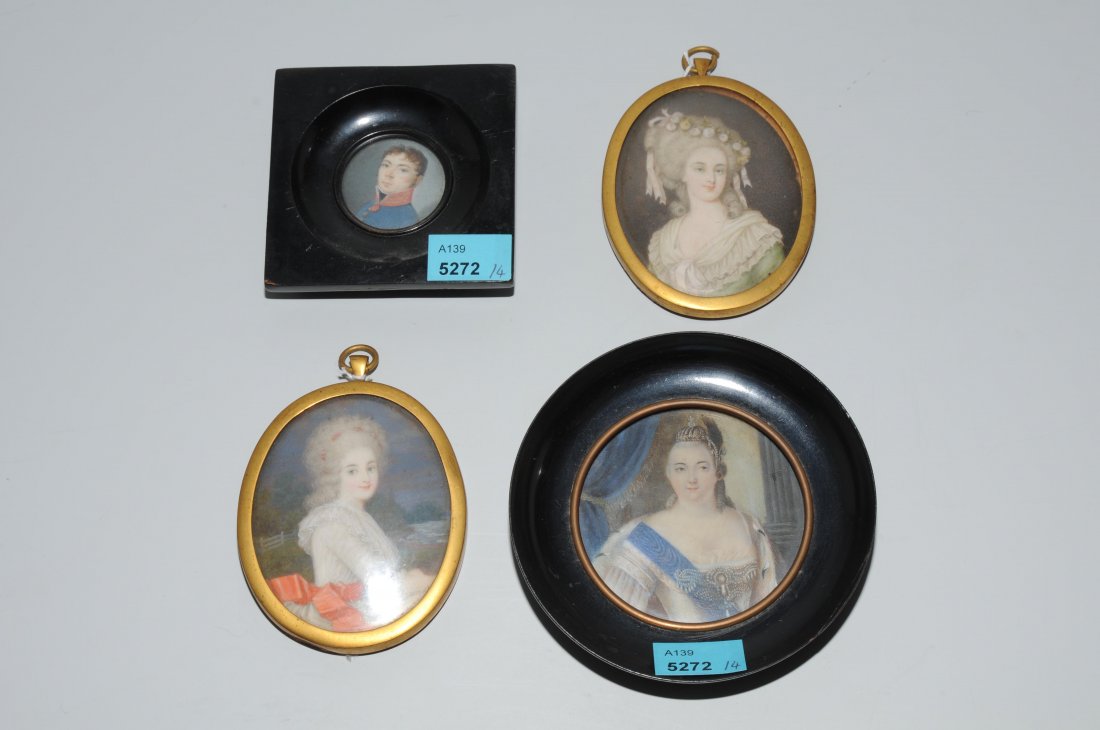 Lot: 4 Porträtminiaturen Um 1900. Polychrome Malereien (1 of 1)