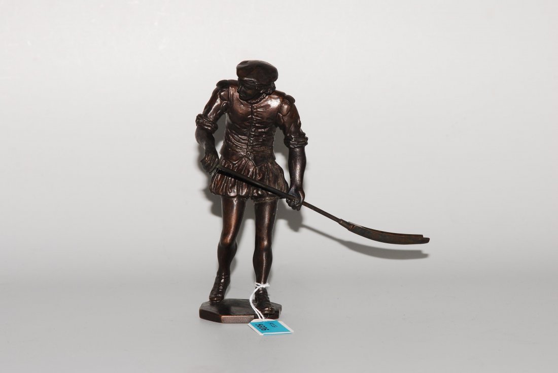 Figur Nach Jef Lambeaux (1852–1908). Bronze, braun: Figur Nach Jef Lambeaux (1852–1908). Bronze, braun patiniert. "Le blanchisseur". H 13 cm.