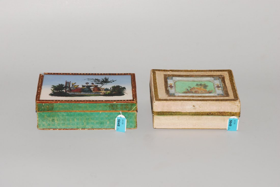 Lot: 2 Schachteln 19.Jh. Pappe. Rechteckige Form. (1 of 1)