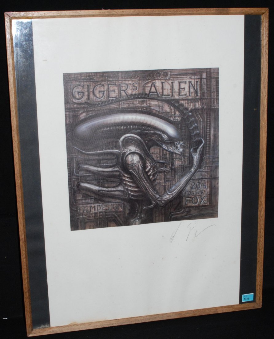 Giger, H. R. (Chur 1940–2014 Zürich) "Giger's Alien".: Giger, H. R. (Chur 1940–2014 Zürich) "Giger's Alien". 1980. Farboffset. Unten rechts signiert. Lichtmass 59x40 cm. Gerahmt.