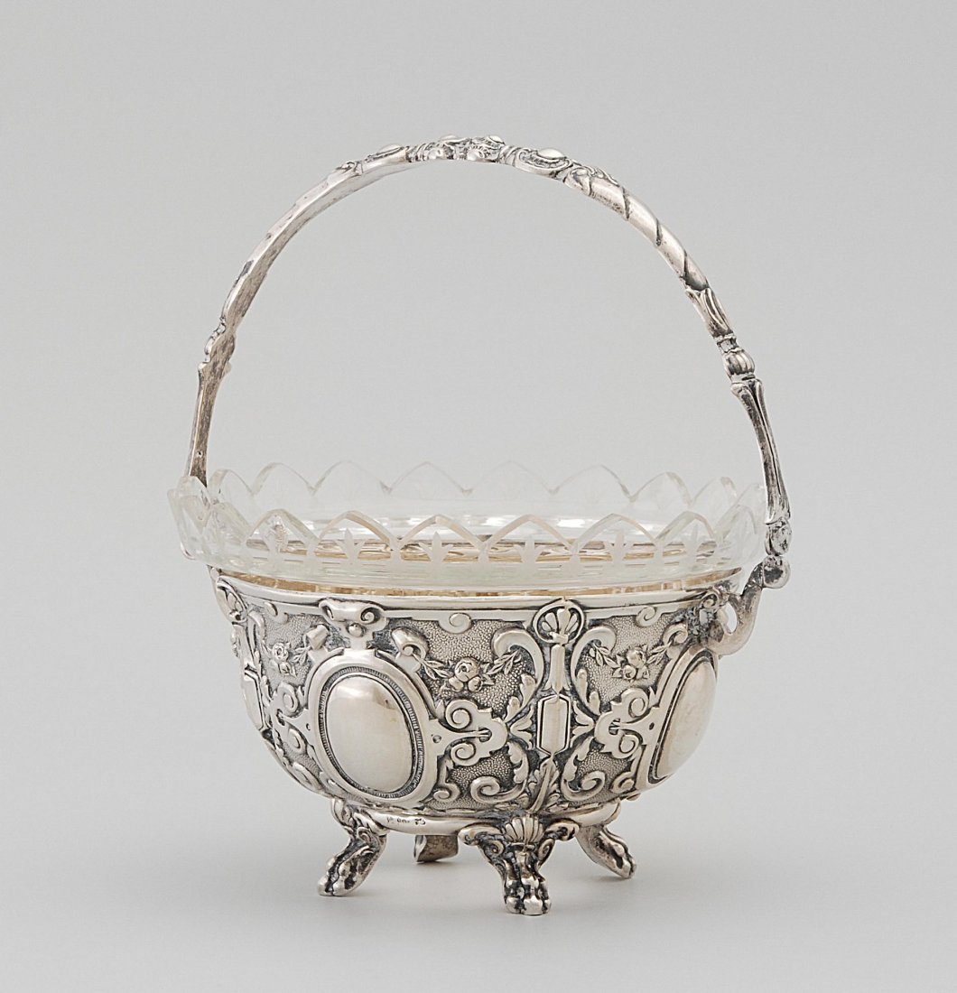 Henkelschale Deutschland, um 1900. Silber/Glas. (1 of 1)