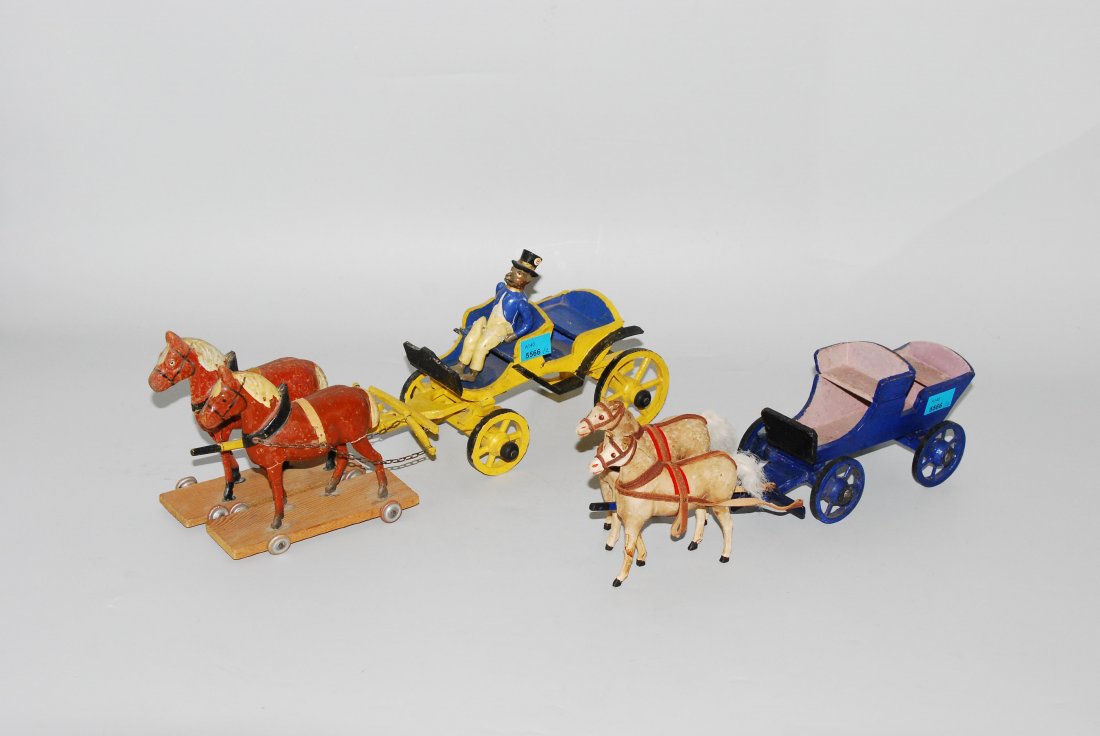 Lot: 2 kleine Pferdefuhrwerke Um 1900/10. Zweispänner. (1 of 1)