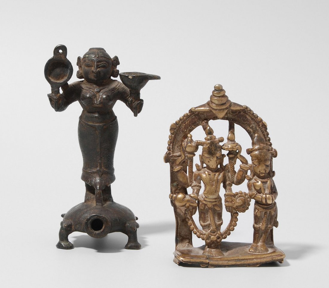 Lot: 2 Figuren Indien. Bronze bzw. Gelbguss. (1 of 1)