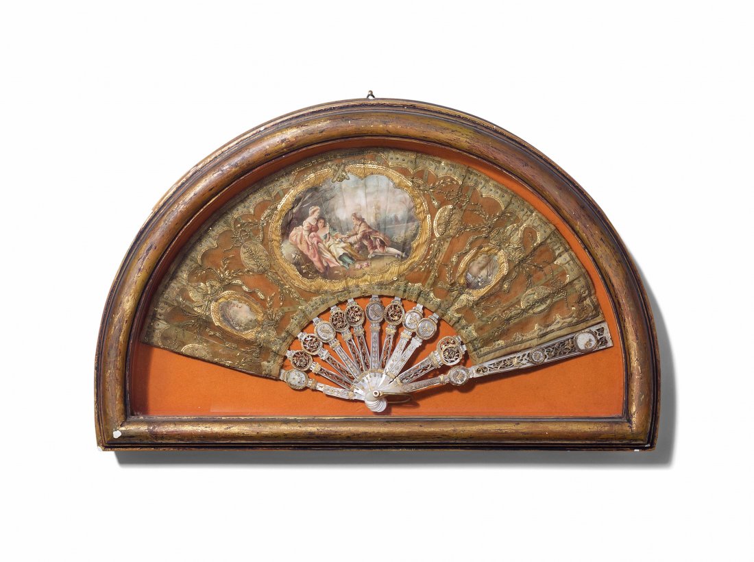 Faltfächer Paris, Ende 18.Jh. Präsentiert in verglastem (1 of 1)