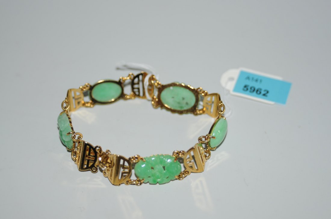 Bracelet China, 20.Jh. 750er Gelbgoldarmband mit drei (1 of 1)
