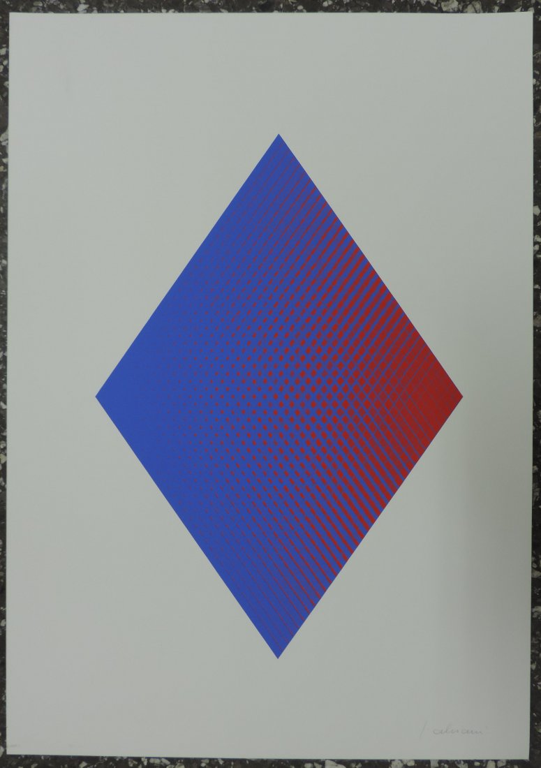 Alviani, Getulio (Udine 1939) Ohne Titel.: Alviani, Getulio (Udine 1939) Ohne Titel. Farbserigraphie. Unten rechts signiert. Blattgrsse 61,2x43 cm. Gerahmt.