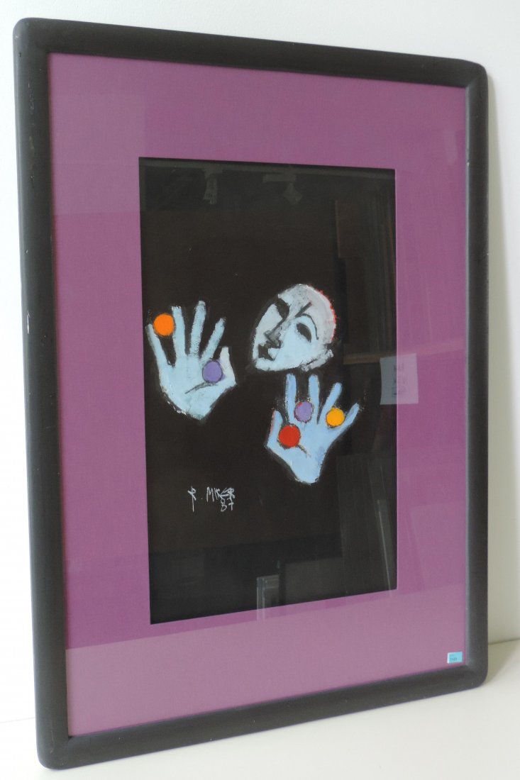 Mirer, Rudolf (Vals 1937) Der Magier. 1987. Tempera auf: Mirer, Rudolf (Vals 1937) Der Magier. 1987. Tempera auf Papier. Unten links signiert und datiert. Lichtmass 63,5x38 cm. Gerahmt.