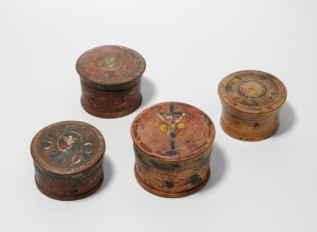 Lot: 4 Godendosen Alpenlndisch, um 1800. Holz (1 of 1)