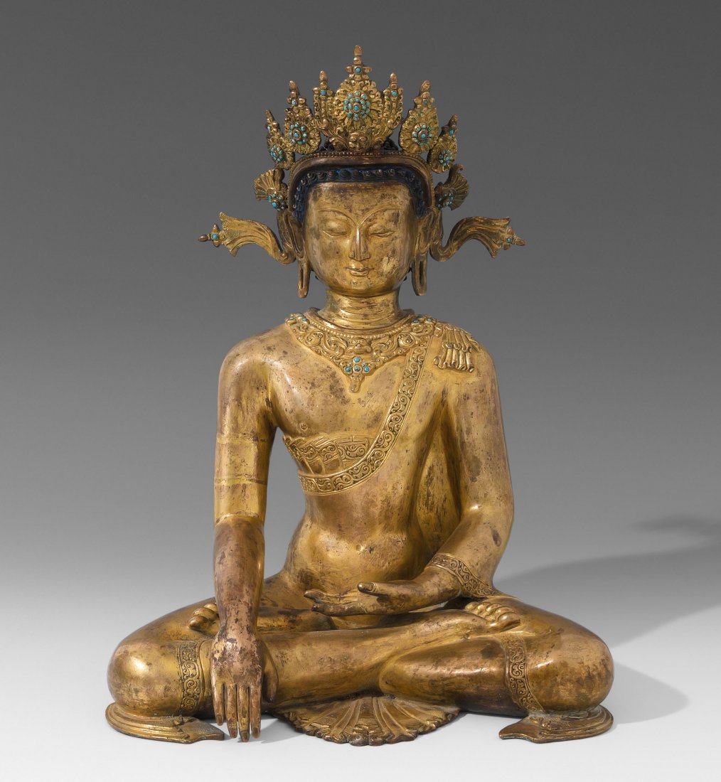 Buddha Shakyamuni Nepal, 20.Jh. Kupfer, feuervergoldet. (1 of 9)