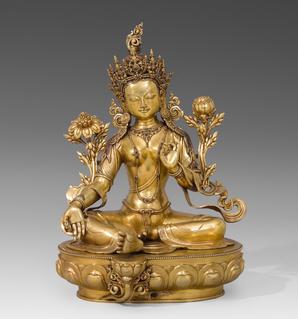 Grüne Tara Nepal, 20.Jh. Kupfer, feuervergoldet. Auf (1 of 10)
