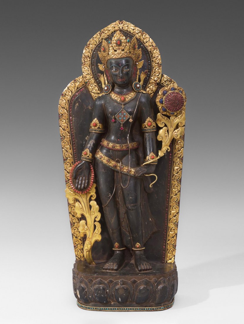 Padmapani Nepal, 20.Jh. Schwarzer Stein, tlw. mit (1 of 10)