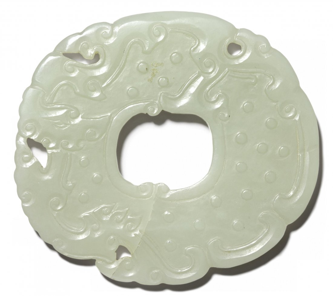 Jadescheibe eines Zepters China. Celadongrüne Jade. (1 of 1)