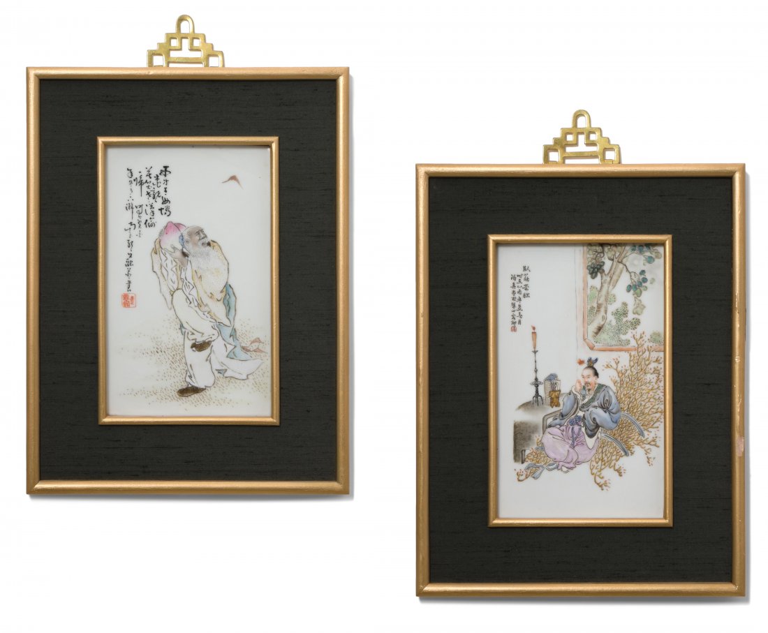 2 Porzellanbilder China, 20.Jh. Polychrome Darstellung (1 of 1)