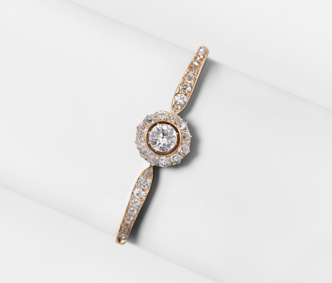 Diamant-Armreif Ende 19.Jh. 750 Gelbgold. Schauseite (1 of 1)