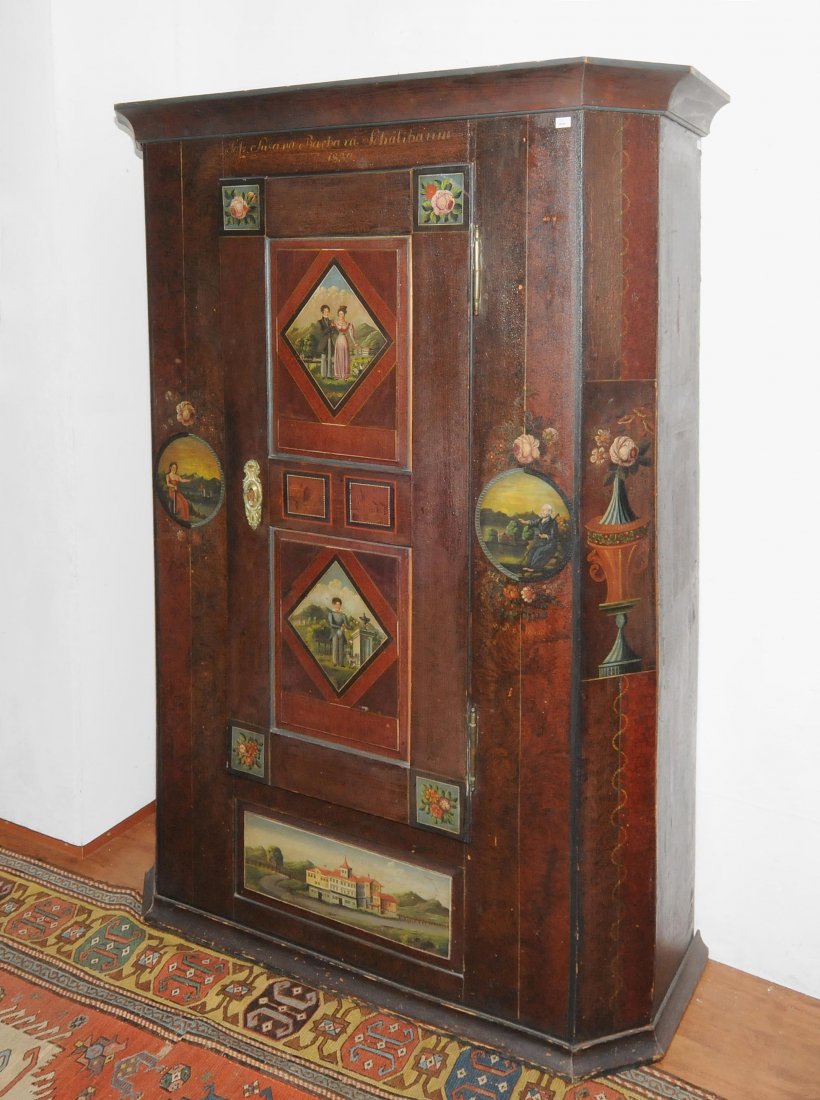 Hochzeitsschrank Biedermeier, datiert 1820. Weichholz (1 of 1)