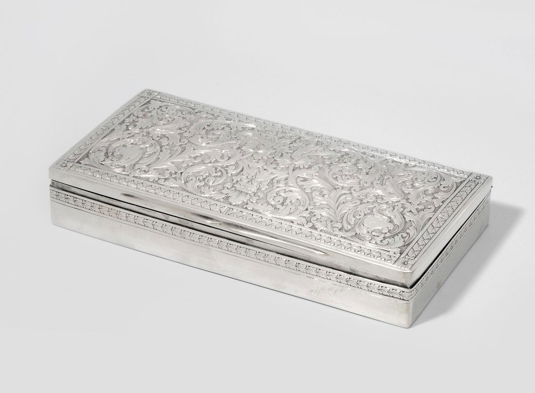 Zigarettendose Um 1900. Silber. Längliche Rechteckform, (1 of 1)