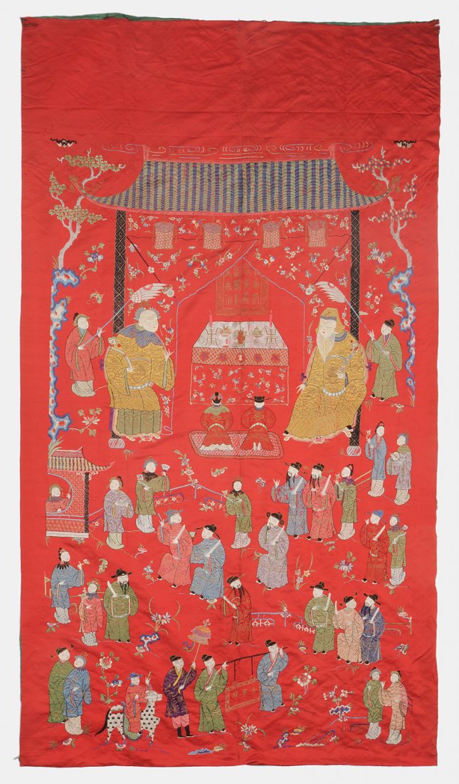 Grosser Wandbehang China, um 1900. Seide, bestickt. (1 of 10)