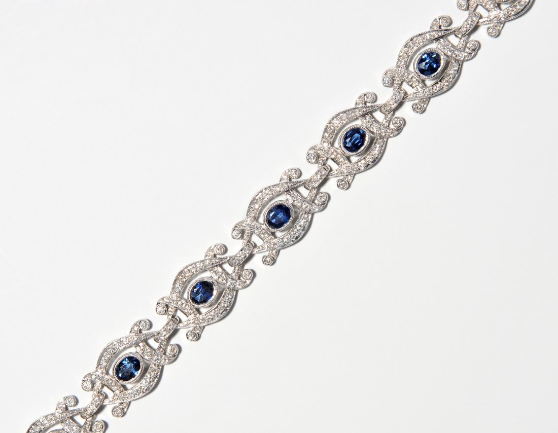 *Saphir-Brillant-Bracelet 750 Weissgold. Im Art Dco (1 of 1)