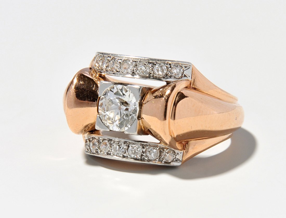 Diamant-Ring 1940er Jahre. 750 Rotgold/900 Platin. 1 (1 of 1)