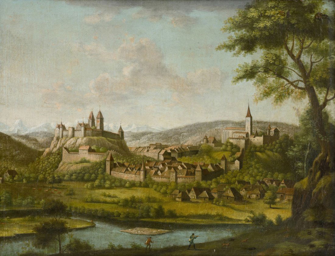 Anonym, um 1700 Blick auf Burgdorf. l auf Leinwand. (1 of 1)